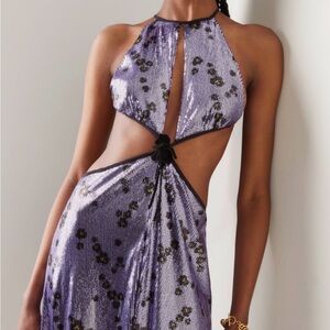 Elegant Purple Floral Women's Dress